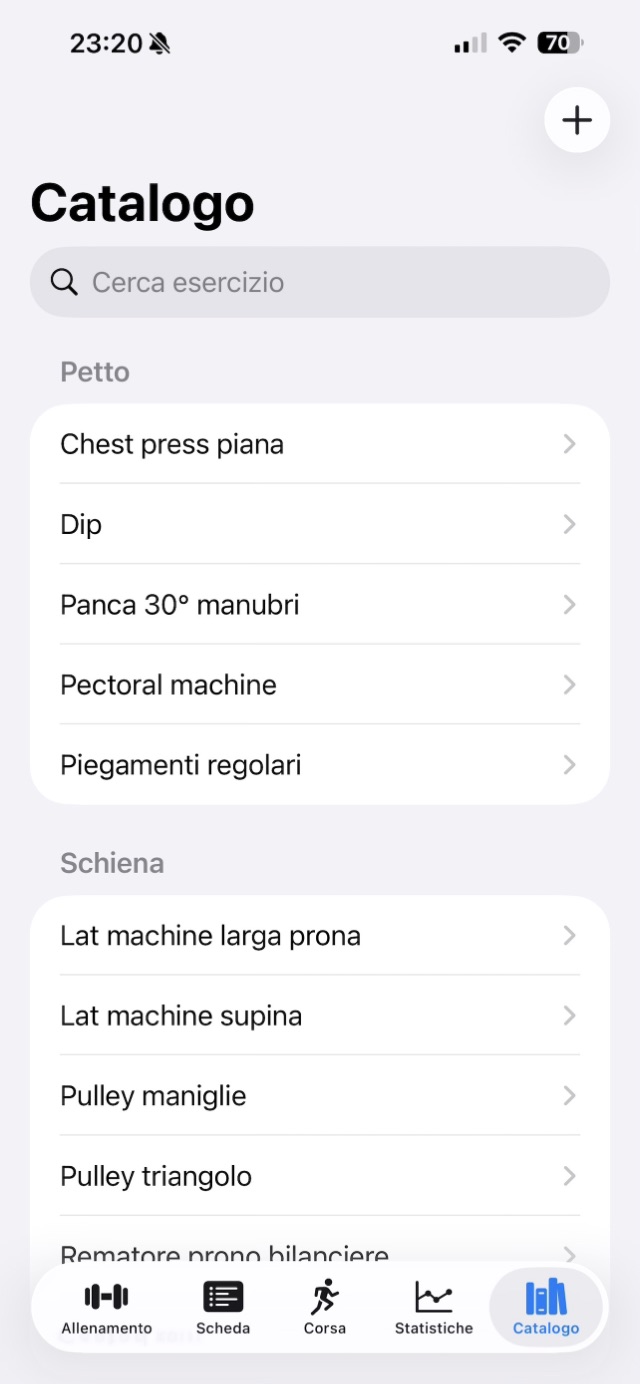 Loadmap - Exercise catalog